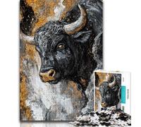 Jigsaws Puzzles 1000 Pieces for Adults Gifts Black Gold Bull Jigsaw,Vibrant And Unique Design Relaxing & Challenging Puzzle Experience 38x26cm