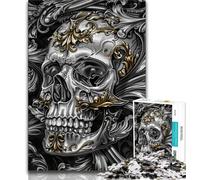 Jigsaws Puzzles 1000 Pieces for Adults Gifts Black Gold Skull,Learning Educational Toys Family Games Unique Birthday And Gifts 38x26cm