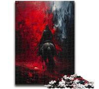 Jigsaws Puzzles 1000 Pieces for Adults Gifts Blood Red Knight Jigsaw,Vibrant And Unique Design Relaxing & Challenging Puzzle Experience (50x75cm)