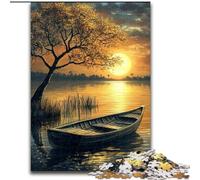 Jigsaws Puzzles 1000 Pieces for Adults Gifts Boat at Sunset, Decompressing Intellectual Educational Toy Birthday Present, Gifts, Wall Art (size 26x38cm)