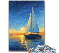 Jigsaws Puzzles 1000 Pieces for Adults Gifts Boat Sailing Under The Starry Sky Challenging Game And Family Play Educational Game for Birthday, Chrismas 50x75cm