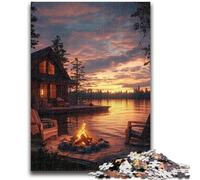 Jigsaws Puzzles 1000 Pieces for Adults Gifts Bonfire by The River Puzzles for Teenagers,for Educational Game Challenge Toy Birthday Present, Gifts, Wall Art (38x26cm)