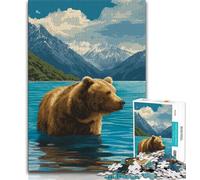Jigsaws Puzzles 1000 Pieces for Adults Gifts Brown Bear in The Lake, Classic Educational Games,Secret Santa Gifts for Age 14 Years Up 38x26cm