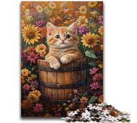 Jigsaws Puzzles 1000 Pieces for Adults Gifts Cat Among Sunflowers Jigsaw,Vibrant And Unique Design Relaxing & Challenging Puzzle Experience (38x26cm)
