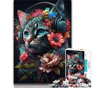 Jigsaws Puzzles 1000 Pieces for Adults Gifts Cat And Flower Neon Teenager Jigsaw,Staycation Kill Time with Fully Interlocking Randomly Shaped Pieces (size 75x50cm)