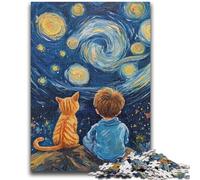 Jigsaws Puzzles 1000 Pieces for Adults Gifts Cat And Little Boy Educational Stress Relief Toy Gifts for Friends And Family 26x38cm