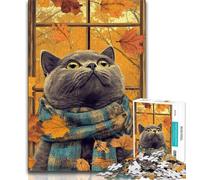 Jigsaws Puzzles 1000 Pieces for Adults Gifts Cat in Autumn,Decompressing Intellectual Educational Toy Birthday Present,Gifts 38x26cm