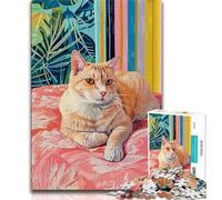 Jigsaws Puzzles 1000 Pieces for Adults Gifts Cat Lying on The Sofa 1000 Piece Puzzle,Challenging Game Toys Wall Decoration Unique Birthday And Xmas Gifts (size 75x50cm)