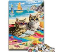 Jigsaws Puzzles 1000 Pieces for Adults Gifts Cat on Vacation 1000 Pieces for Teenagers,Secret Santa Gifts for Age 14 Years Up (26x38cm)