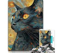 Jigsaws Puzzles 1000 Pieces for Adults Gifts Cat Under The Starry Sky 1000 Piece Jigsaw,Enhance Love between Couples for Ages 14+ (size 38x26cm)