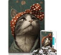 Jigsaws Puzzles 1000 Pieces for Adults Gifts Cat Wearing A Turban 1000 Piece Jigsaw,Stress Reliever Difficult Challenge Suitable for Desktop Decoration (size 38x26cm)