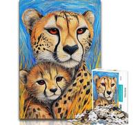 Jigsaws Puzzles 1000 Pieces for Adults Gifts Cheetah Oil Painting,Vibrant And Unique Design Relaxing & Challenging Puzzle Experience (38x26cm)