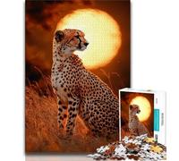 Jigsaws Puzzles 1000 Pieces for Adults Gifts Cheetah Sunset Jigsaw,Stress Reliever Staycation Kill Time Home Decoration Toys (size 38x26cm)