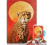 Jigsaws Puzzles 1000 Pieces for Adults Gifts Cheetah Sunset Teenager Puzzles,Quiz Game Wall Decoration Unique Birthday And Xmas Gifts 26x38cm