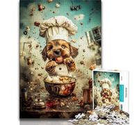 Jigsaws Puzzles 1000 Pieces for Adults Gifts Chef Dog,Help The Brain Exercise Addictive Toys to Cultivate Patience Wall Decoration 38x26cm