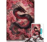 Jigsaws Puzzles 1000 Pieces for Adults Gifts Cherry Blossoms Japanese Dragon 1000 Piece Jigsaw,Stress Reliever Difficult Challenge Suitable for Desktop Decoration (size 38x26cm)