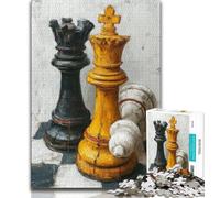 Jigsaws Puzzles 1000 Pieces for Adults Gifts Chess Oil Painting,Stress Reliever Difficult Challenge Every Piece Is Unique - Challenging Family Fun Game 38x26cm