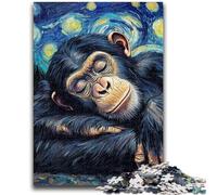 Jigsaws Puzzles 1000 Pieces for Adults Gifts Chimpanzee Night Sky Challenging Game Gifts for Is Ideal As A Gift for The Whole Family 26x38cm