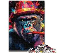 Jigsaws Puzzles 1000 Pieces for Adults Gifts Chimpanzee Smoking 1000 Pieces for Teenagers,Toys Educational Games Stress Relieving Unique Birthday And Gifts (38x26cm)