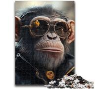 Jigsaws Puzzles 1000 Pieces for Adults Gifts Chimpanzee Wearing Sunglasses 1000 Pieces for Teenagers,Perfect for Game Nights, Colorful Toy for Home Gift (75x50cm)