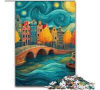 Jigsaws Puzzles 1000 Pieces for Adults Gifts City Under The Night Sky, Stress Relief with Fully Interlocking Randomly Shaped Pieces for And 14 Years Old (size 26x38cm)