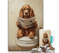 Jigsaws Puzzles 1000 Pieces for Adults Gifts Cocker Spaniel Sitting Toilet 1000 Piece Jigsaw,Enhance Love between Couples for Ages 14+ (size 38x26cm)