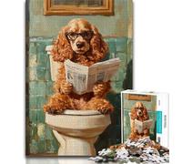 Jigsaws Puzzles 1000 Pieces for Adults Gifts Cocker Spaniel Sitting Toilet 1000 Piece Puzzle,Perfect for Game Nights, Colorful Toy for Home Gift (size 38x26cm)