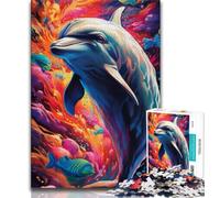 Jigsaws Puzzles 1000 Pieces for Adults Gifts Color Dolphins Teenager Jigsaw,Staycation Kill Time with Fully Interlocking Randomly Shaped Pieces (size 75x50cm)