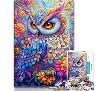 Jigsaws Puzzles 1000 Pieces for Adults Gifts Color Owl Teenager Puzzles,Interesting Stress Reduction Parent-child Interaction (size 38x26cm)