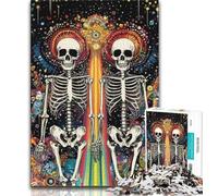 Jigsaws Puzzles 1000 Pieces for Adults Gifts Colored Skull Teenager Puzzles,Interesting Stress Reduction Parent-child Interaction (size 38x26cm)