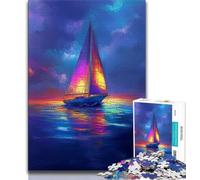 Jigsaws Puzzles 1000 Pieces for Adults Gifts Colorful Sailboat,Challenging Difficult with Fully Interlocking Randomly Shaped Pieces (75x50cm)