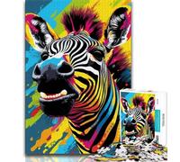 Jigsaws Puzzles 1000 Pieces for Adults Gifts Colorful Zebras Teenager Jigsaw,Staycation Kill Time with Fully Interlocking Randomly Shaped Pieces (size 75x50cm)