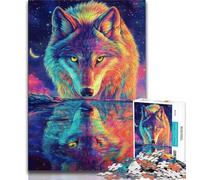Jigsaws Puzzles 1000 Pieces for Adults Gifts Cosmic Wolf Adult Jigsaw,Family Educational Games Home Decoration Gift (size 38x26cm)