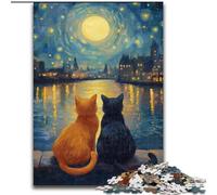 Jigsaws Puzzles 1000 Pieces for Adults Gifts Couple Cat, Decompressing Intellectual Educational Toy Birthday Gift (Size 50x75cm)