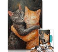 Jigsaws Puzzles 1000 Pieces for Adults Gifts Couple Cat,Help The Brain Exercise Addictive Toys to Cultivate Patience Wall Decoration 75x50cm