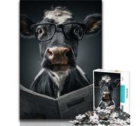 Jigsaws Puzzles 1000 Pieces for Adults Gifts Cow Reading Newspaper Adult Jigsaw,Challenging Game Gifts for Is Ideal As A Gift for The Whole Family (size 75x50cm)