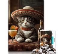 Jigsaws Puzzles 1000 Pieces for Adults Gifts Cowboy Cat Teenager Jigsaw,Staycation Kill Time with Fully Interlocking Randomly Shaped Pieces (size 38x26cm)