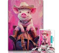 Jigsaws Puzzles 1000 Pieces for Adults Gifts Cowboy Pig Baby Puzzles for Teenagers,Brain Teaser - Birthday Gift for Men (size 75x50cm)