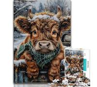 Jigsaws Puzzles 1000 Pieces for Adults Gifts Cute Highland Cow,Educational Family Game Wall Decoration Unique Birthday And Xmas Gifts 38x26cm