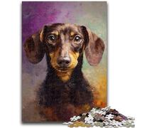 Jigsaws Puzzles 1000 Pieces for Adults Gifts Dachshund Oil Painting Puzzles for Teenagers,for Educational Game Challenge Toy Birthday Present, Gifts, Wall Art (50x75cm)