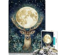 Jigsaws Puzzles 1000 Pieces for Adults Gifts Deer Under The Moon,Vibrant And Unique Design Relaxing & Challenging Puzzle Experience (38x26cm)