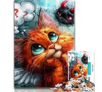 Jigsaws Puzzles 1000 Pieces for Adults Gifts Devil Kitten,Educational Games Home Decoration Unique Home Decor And Gifts (75x50cm)