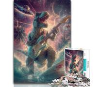 Jigsaws Puzzles 1000 Pieces for Adults Gifts Dinosaur Playing Guitar,Stress Reliever Staycation Kill Time Enhance Love between Couples 75x50cm