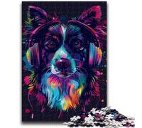 Jigsaws Puzzles 1000 Pieces for Adults Gifts DJ Neon Border Collie Teenager Puzzles,Quiz Game Wall Decoration Unique Birthday And Xmas Gifts (26x38cm)