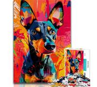Jigsaws Puzzles 1000 Pieces for Adults Gifts Doberman Pinscher,Challenging Game And Family Play with Fully Interlocking Randomly Shaped Pieces 38x26cm