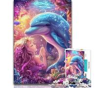 Jigsaws Puzzles 1000 Pieces for Adults Gifts Dolphin And Girl Puzzles for Adults,Learning Educational Toys Family Games Unique Birthday And Gifts (size 38x26cm)
