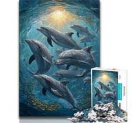 Jigsaws Puzzles 1000 Pieces for Adults Gifts Dolphin Family Puzzles,Educational Toy Funny Family Games Unique Home Decor (size 75x50cm)