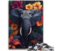 Jigsaws Puzzles 1000 Pieces for Adults Gifts Elephant Flowers Family Fun with Matching Poster And Trivia Sheet for Age 14+ 50x75cm