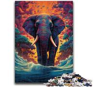 Jigsaws Puzzles 1000 Pieces for Adults Gifts Elephant Walking On Beach Educational Games Home Decoration Educational Game for Birthday, Chrismas 50x75cm