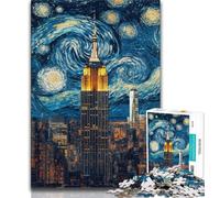 Jigsaws Puzzles 1000 Pieces for Adults Gifts Empire State Building Night Teenager Puzzles,Perfect for Game Nights, Colorful Toy for Home Gift 38x26cm